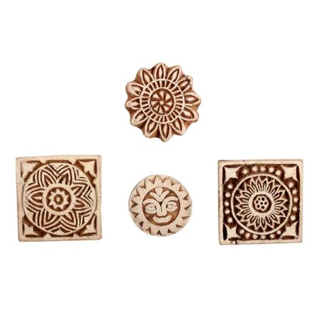Set of 4 Piece New Mix Wooden Printing Block
